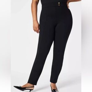 SPANX The Perfect Pant Ponte Black size XL Button Detail Tapered Ankle